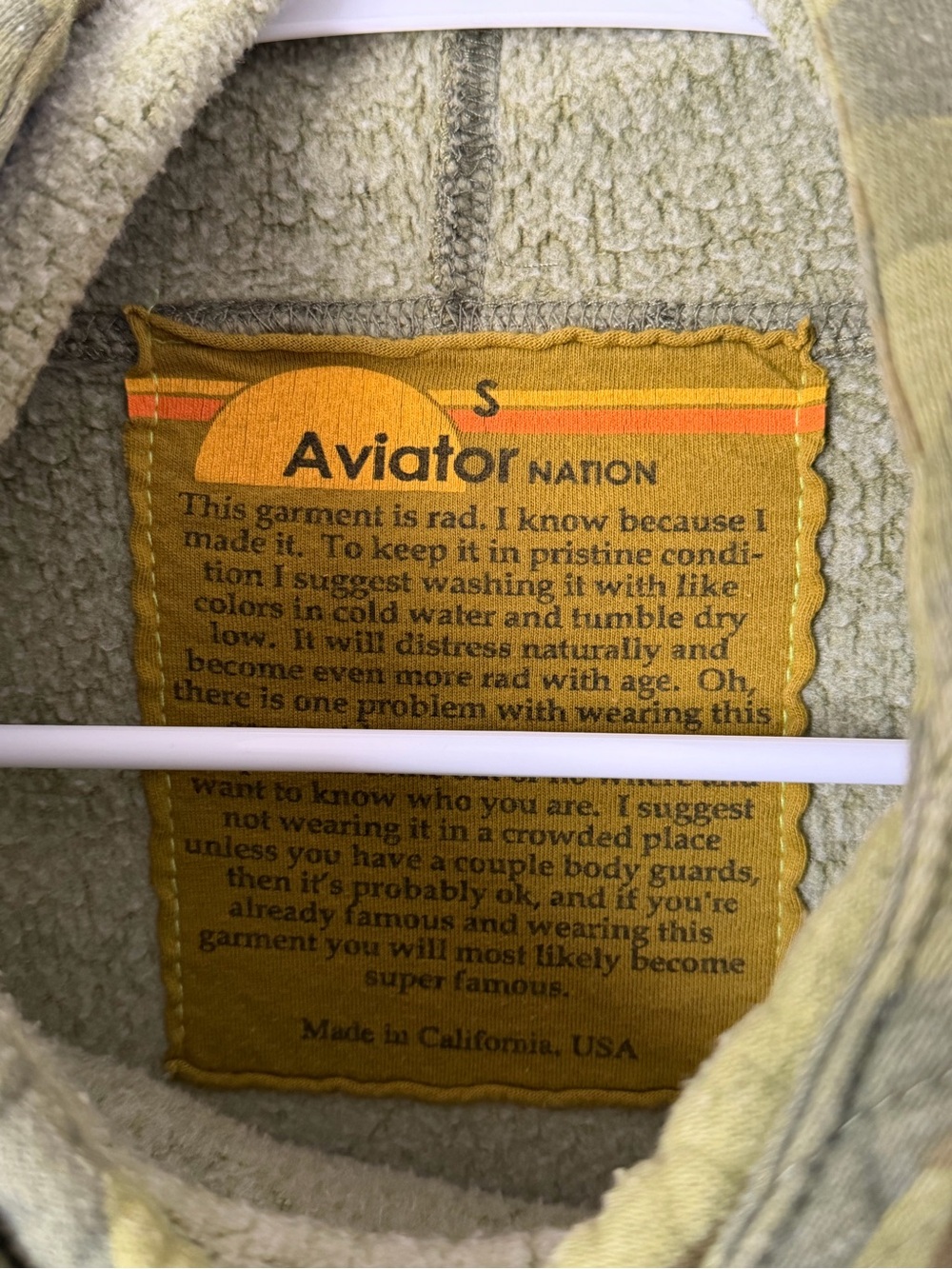 Aviator Nation Ninja Pullover Hoodie Green Camo Size Small - Picture 3 of 7
